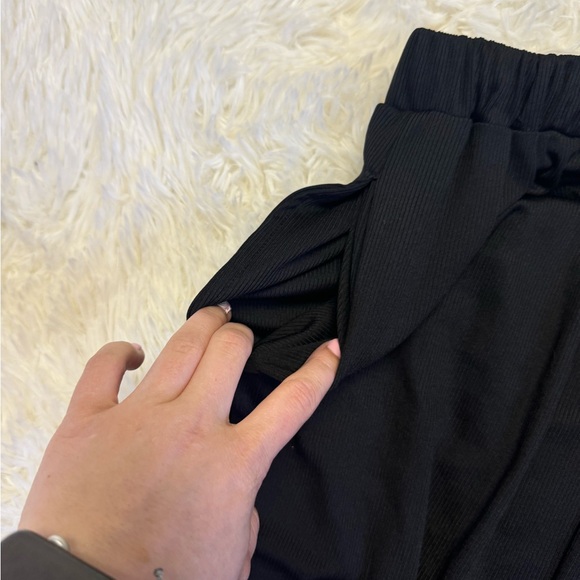 Cider Wide Leg Pants Black Ribbed Pants Summer Pants Black Wide Leg Pants - Picture 6 of 6
